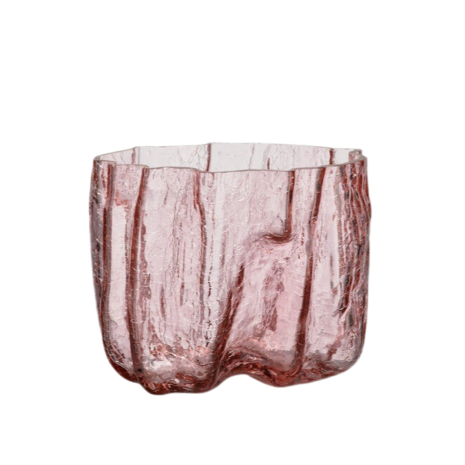 Crackle vase, pink - H17,5 cm.